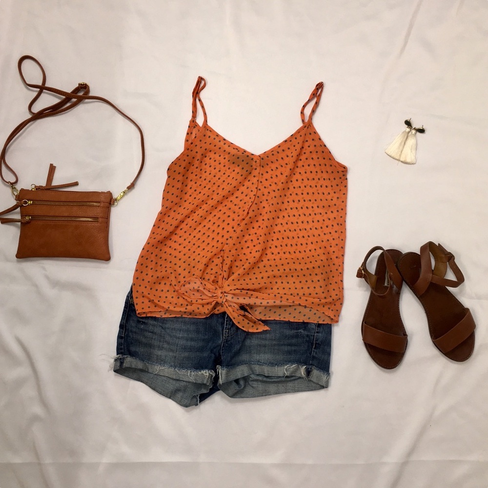 Polka dot spaghetti strap top